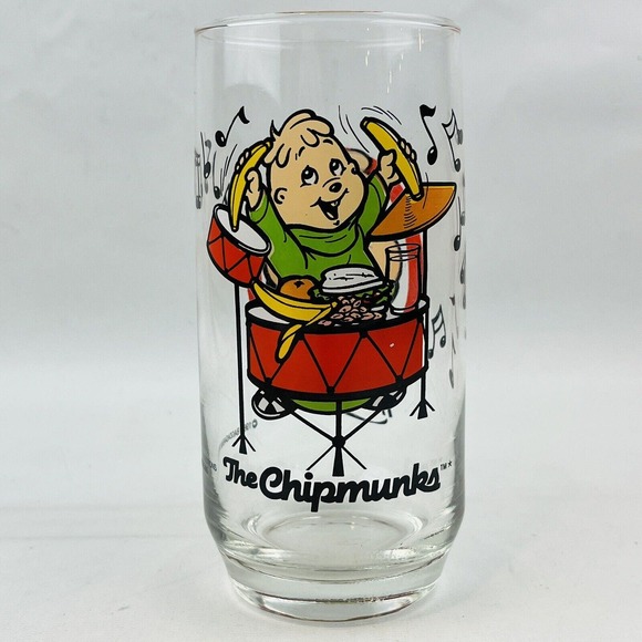 Vtg The Chipmunks Theodore Drinking Glass Tumbler 1985 Bagdasarian Productions - Picture 3 of 7